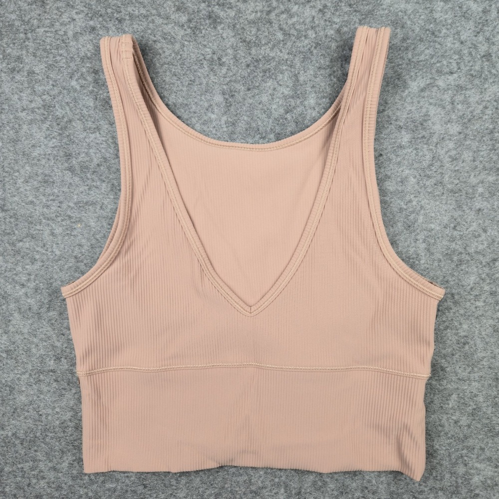 Lululemon Power Pivot Rib Tank‎ Top Womens Size 4/6 Nude Stretch Crop Athletica
